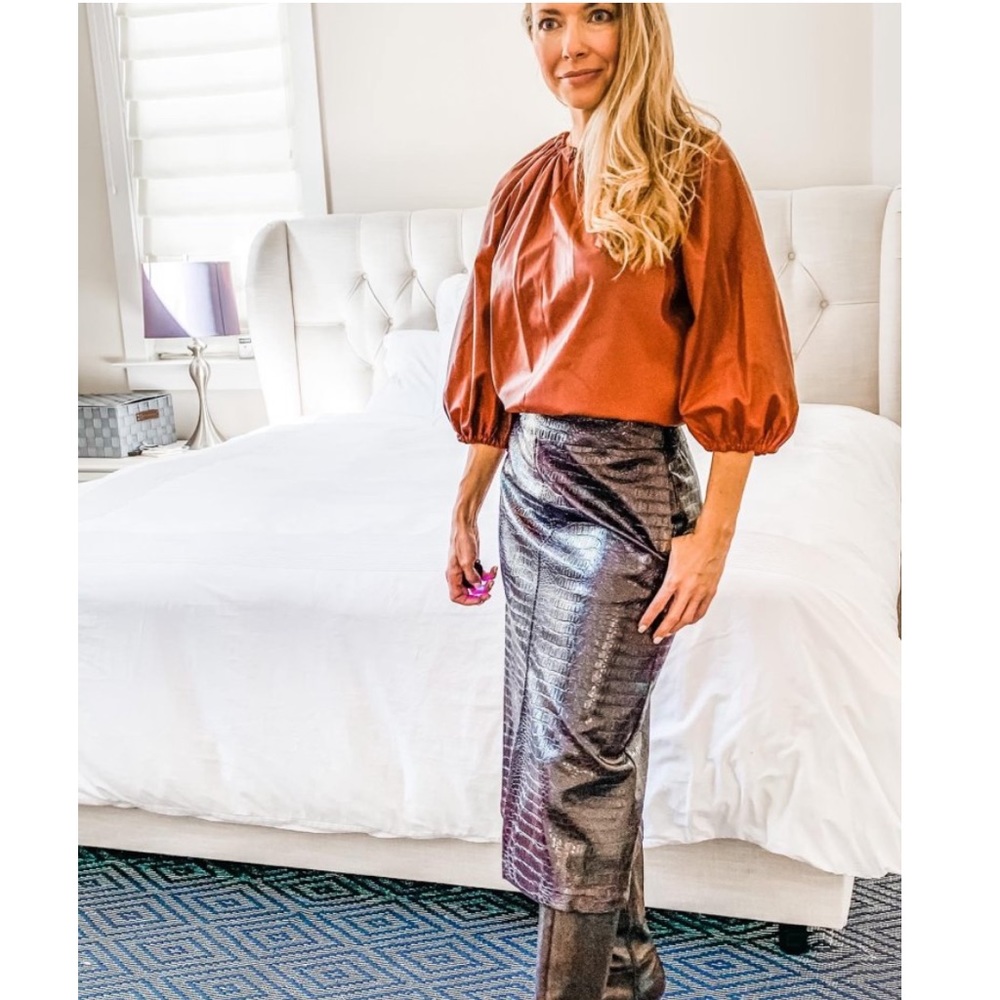 Who what wear faux leather brown blouse - Picture 5 of 8